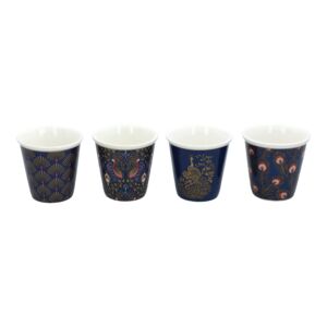 4-Piece Peacock Pattern Coffee Cup and Saucer Set 4-Piece Peacock Pattern Coffee Cup and Saucer Set